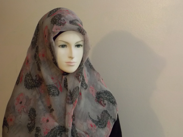 Chic Grey silky square hijab 22